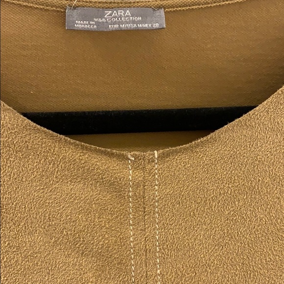 Zara Tan Mixed Suede Top New - Picture 12 of 13